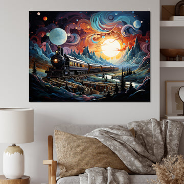 Cosmic Rails An Abstract Train I - Train Canvas Wall Art
